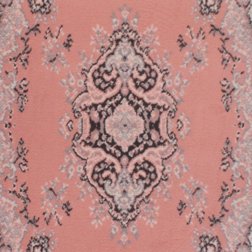 Traditional Poly Lancashire Medallion Border Circle Rugs in Blush Pink